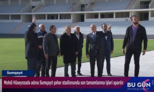 Sumqayıt şəhər stadionunda son tamamlanma işləri aparılır-VİDEO