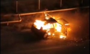 Masazırda qəza: avtomobil yandı – FOTO, VİDEO