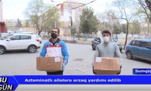 Sumqayıtda aztəminatlı ailələrə ərzaq yardımı davam edir- VİDEO