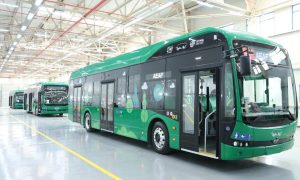 Sumqayıtda istehsal olunan ilk elektrik avtobusu təqdim olunub