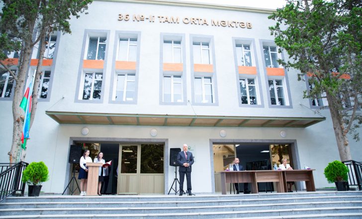 Sumqayıtda 36 nömrəli tam orta məktəbin yenidənqurmadan sonra açılışı olub