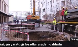 Sumqayıtda yağışın yaratdığı fəsadlar aradan qaldırılır – VİDEO