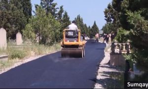 Sumqayıtda qəbirsanlıq yolu asfaltlanıb – VİDEO
