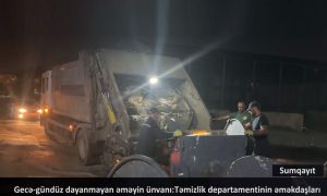 Sumqayıtda təmizlik işləri gecə saatlarında da aparılır – VİDEO